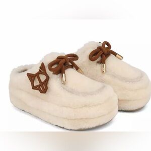 New Naked Wolf Platform Blizzard Sand Shearling Slip-on Shoes Size 40 (US 10)